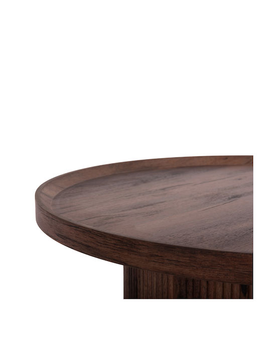 Round Central Coffee Table Margon Wooden Dark Brown 80x80x40cm
