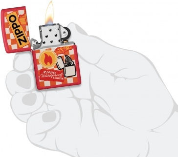 Zippo Retro Brichetă Rezistentă La Vânt Cu Flacără În Culoare Roșie