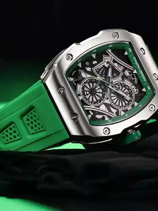 Pagani Design Ceas Bărbătesc 12mm Automat cu Verde Brățară Metalică