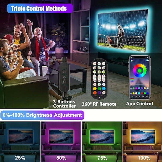 Houhui LED Strip Backlighting TV USB 5V RGB Light 3m with Power Supply