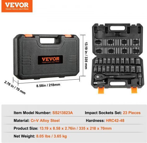 Vevor Set Ratchet 1\2" & 1" 23pcs