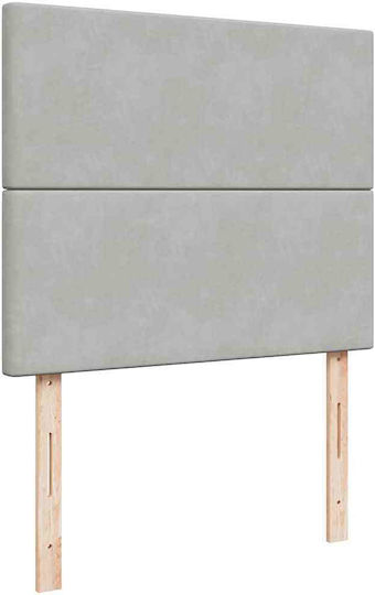 Pat Semidublu Tapițat cu Material Gri Deschis cu Plăci și Saltea 120x190cm