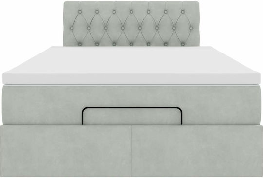 Doppeltes Bett Mit Stoff in Hellgrau Mit Lattenrost Und Matratze 120x190cm