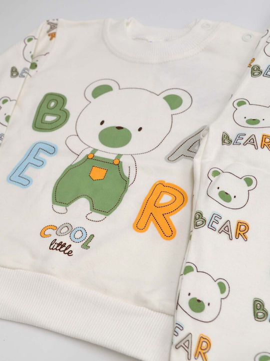 Extan Bebe Kids' Pajamas Winter Ecru/Green