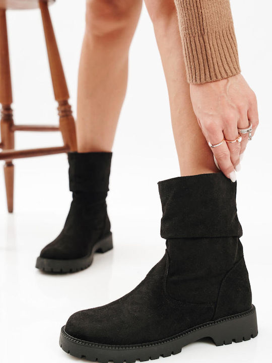 Botine Negre Plisate Fabricate în Grecia
