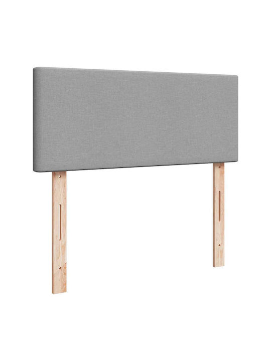 Semi-Double Bed Upholstered with Light Grey Fabric with Slats & Mattress 120x200cm