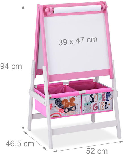 Ginger Home 3 In 1 Children's Drawing Easel Black Board White Board Paper Roll Super Girl