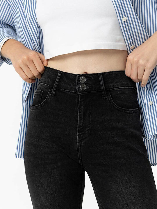 Women's Jean Trousers Flared Push Up in Bootcut Fit Black Wash