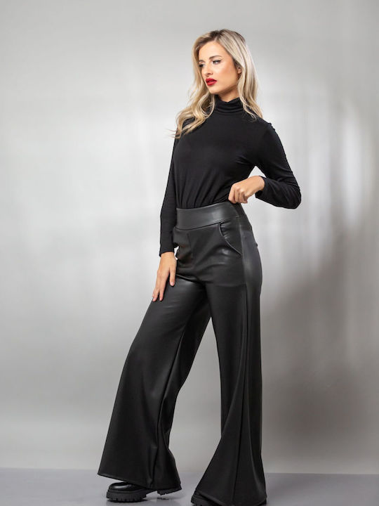 Boutique Women's Leather Trousers Bell Black