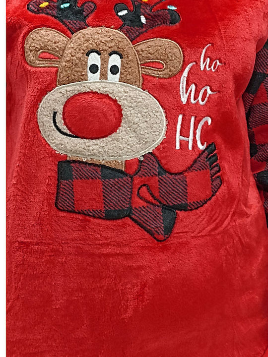 Join Χειμερινό Γυναικείο Σετ Πιτζάμας Fleece Κόκκινο