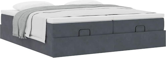 King Size Bed Upholstered with Velvet Dark Gray with Slats and Mattress 180x200cm 3311262