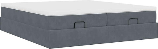 King Size Bed Upholstered with Velvet Dark Gray with Slats and Mattress 180x200cm 3311262