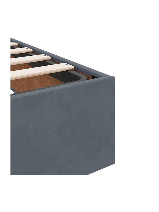 King Size Bed Upholstered with Velvet Dark Gray with Slats and Mattress 180x200cm 3311262