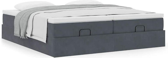King Size Bed Upholstered with Velvet Dark Gray with Slats and Mattress 180x200cm 3311262