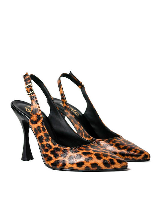 Leopard Slingback-Riemchenabsätze aus Griechenland