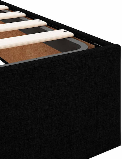 Betten Einzel mit Stoff Schwarz mit Stauraum & Lattenrost für Matratzengröße 80x200cm