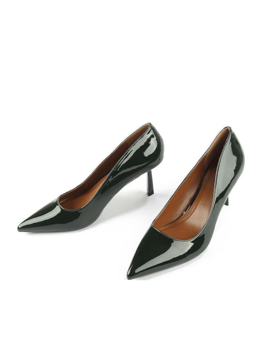 Patent Leather Pointed Toe Green Heels