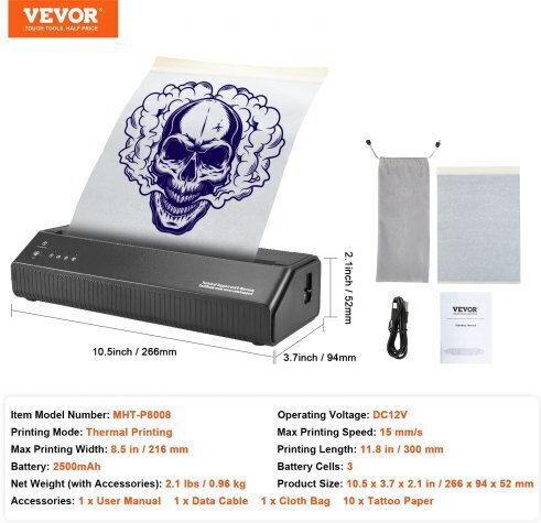 Vevor Tattoo Farbe Drucker Thermische