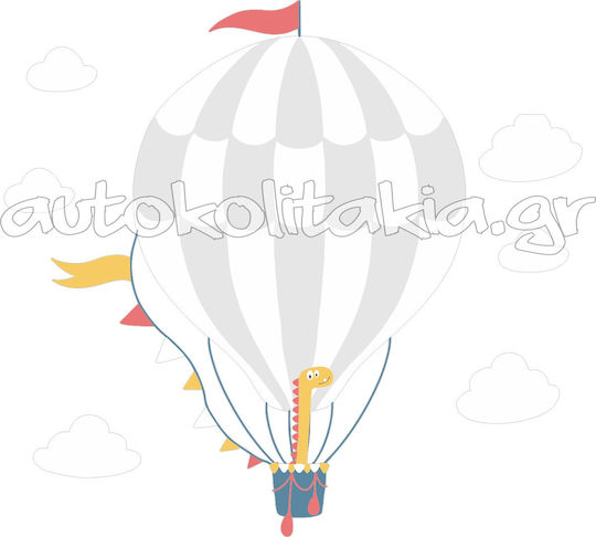Wall Sticker Hot Air Balloon Dinosaur Clouds 50cm X 46cm