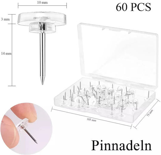 Transparent Push Pins Luckaide 60 Pcs