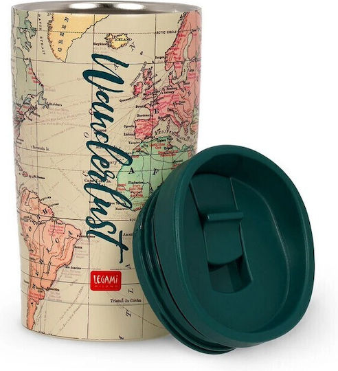 Legami Milano Travel Glass Thermos Stainless Steel / Plastic 275ml Beige with Mouthpiece and Straw