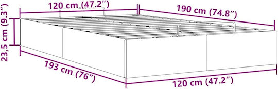 Υπόστρωμα Pat Hemi-dublu Îmbrăcat în Catifea Gri cu Spațiu de Stocare și Plăci pentru Saltea 120x190cm