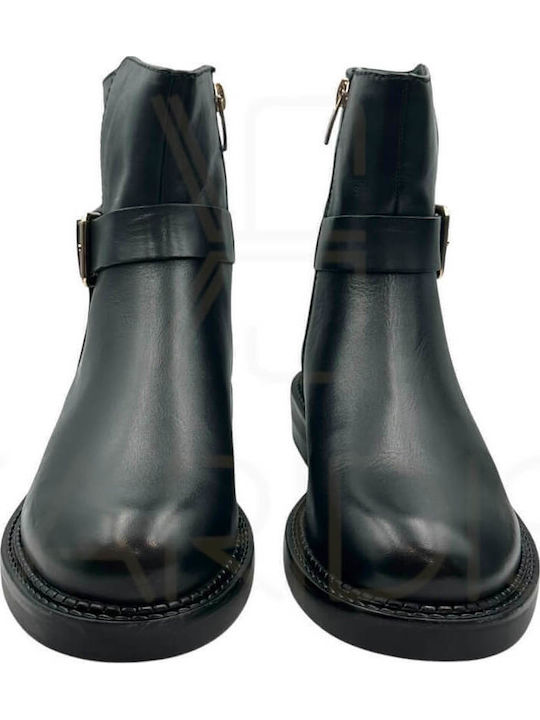 Leder Stiefeletten Damen Schwarz