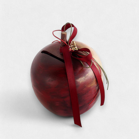 Wooden Apple Money Box Festive Dimension 12 X 12 X 14cm