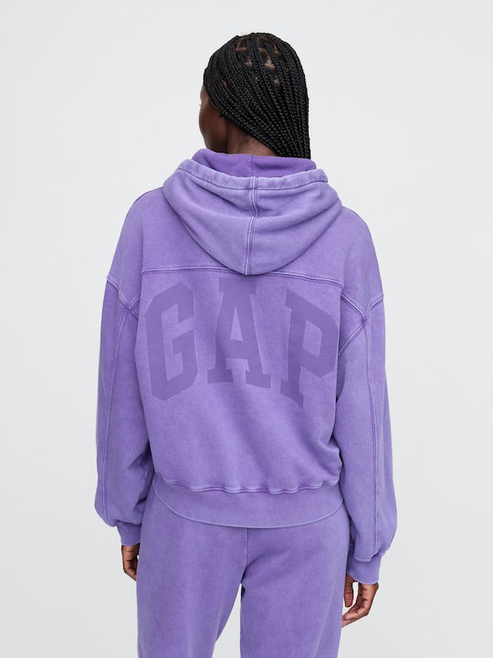 GAP Women's Cropped Hooded Cardigan Ultraviolet Purple