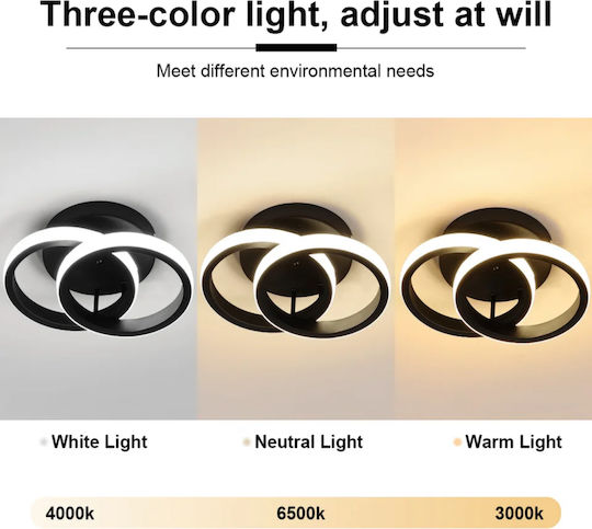 Home Lighting Ceiling Flush Mount Light 27cm Black with Integrated LED