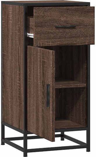 Wohnzimmerschrank aus Holz und Metall, Braun und Eiche, 35,5 x 35 x 76 cm,