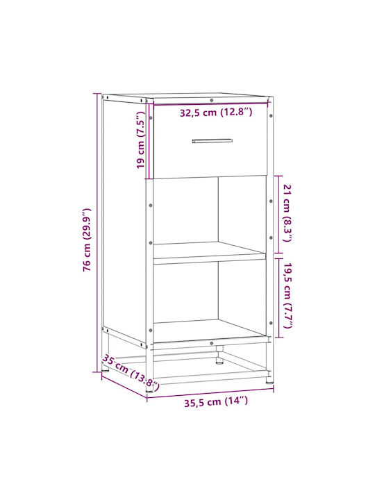 Brown Wooden Bookcase 35.5x35x76cm