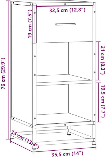 Bibliothek Braun Eiche 35.5x35x76cm