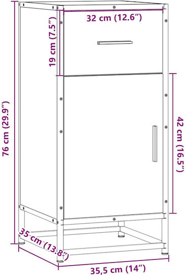 Dulap de Sufragerie de Pardoseală din Lemn și Metal Gri Sonoma 35,5x35x76cm
