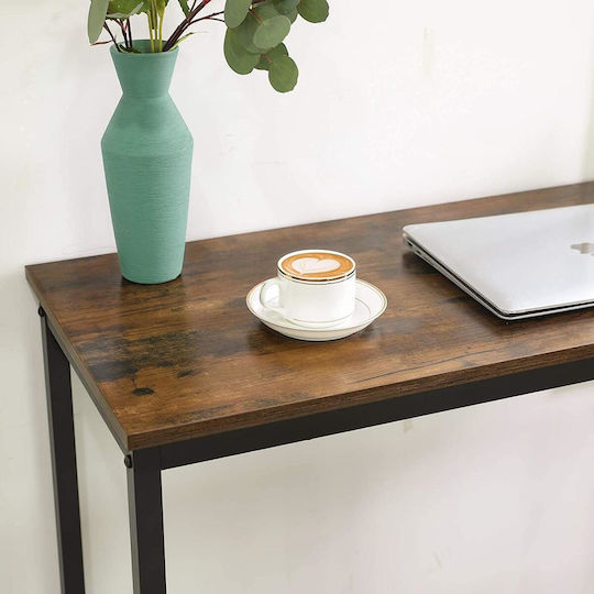 Table Kitchen Wooden with Metal Frame Rustic Brown 100x40x90cm