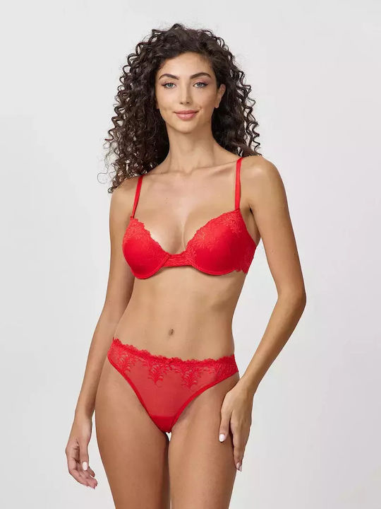 Jadea Spitzen Unterwäsche-Set für Damen mit Schlupf Rot