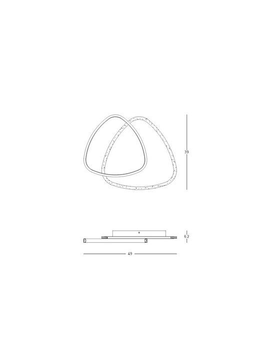 Zambelis Lights Ceiling Mount Light 49cm Black with Integrated LED