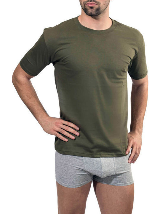 Men's Undershirt Short-sleeved in Green Color