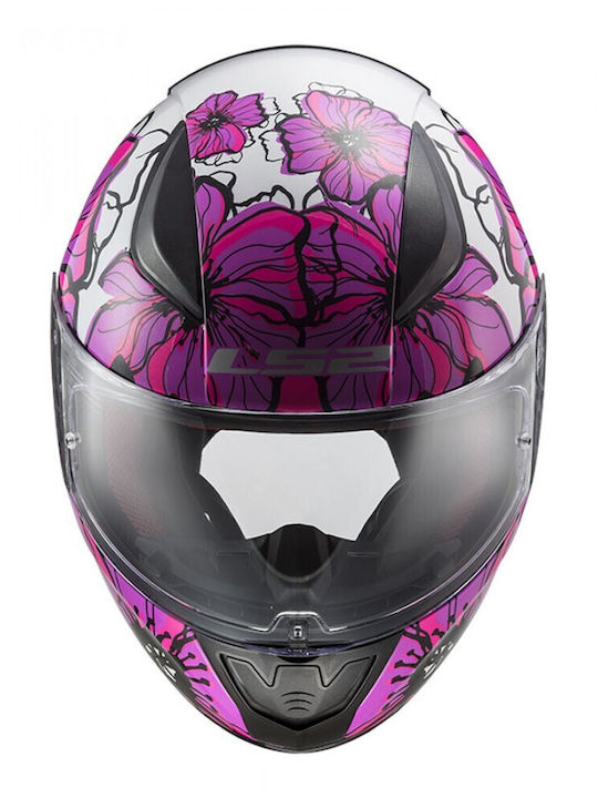 LS2 Rapid II Poppies Gloss Pink/White Κράνος Μηχανής Full Face ECE 22.05 1300gr