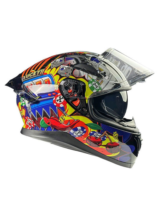 Pilot Snake SV Lucky Gloss Motorcycle Helmet Full Face ECE 22.06 1550gr with Sunvisor