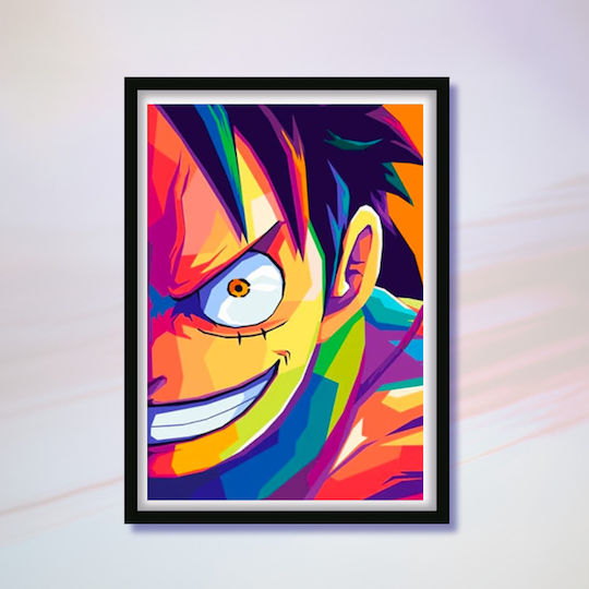 Плакат One Piece Luffy An040b 40см X 50см с естествена дървена рамка