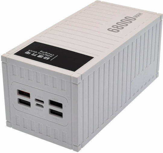 Andowl Q-cd6500 Power Bank 68000mAh 30W with 4 USB-A Output Ports White