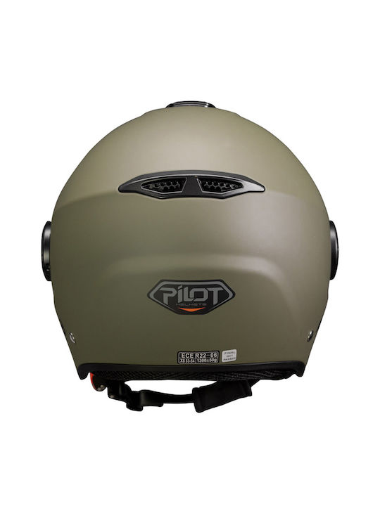 Pilot Fly SV Military Green Matt Motorcycle Helmet Jet ECE 22.06 1300gr with Sunvisor