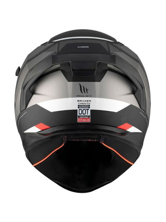 MT Braker SV Chento B0 Black/Grey Matt Motorcycle Helmet Full Face ECE 22.06 1600gr