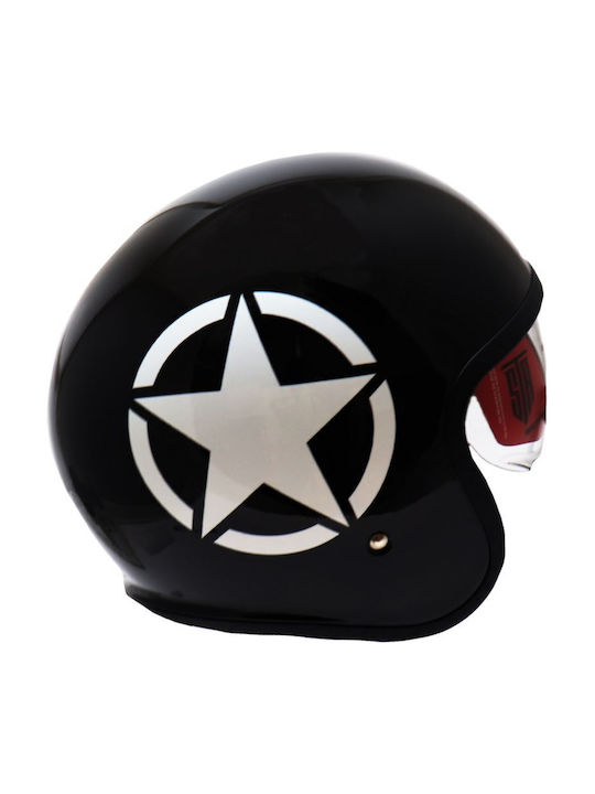 STR Retro Star Black Motorradhelm Jet