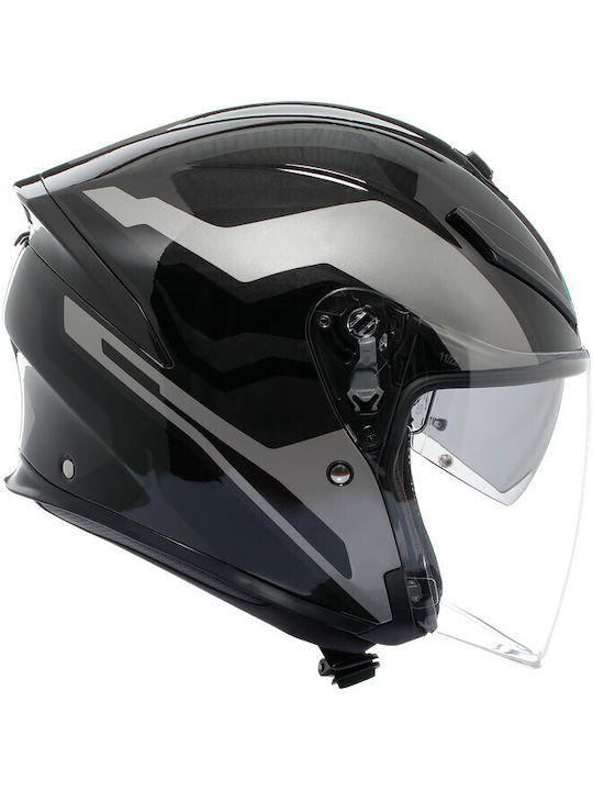 AGV K5 Jet Evo Tune Grey/Black Motorcycle Helmet Jet ECE 22.06 with Sun Visor