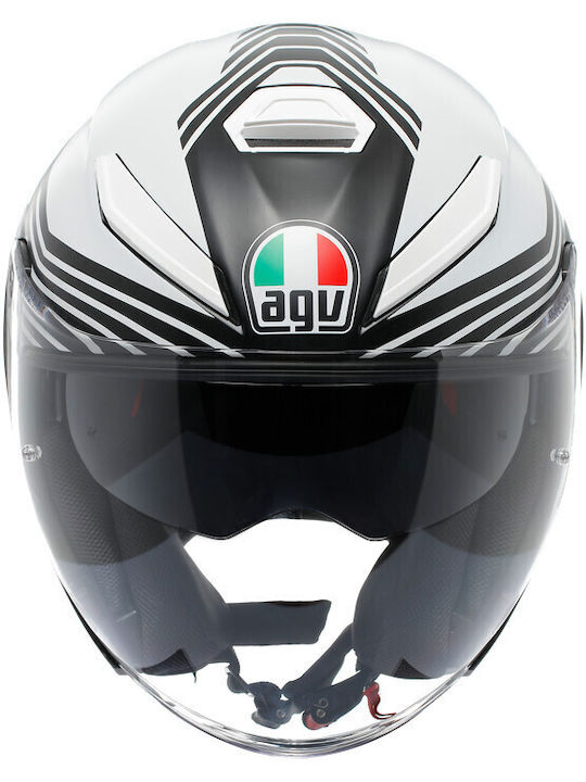 AGV K5 Jet Evo Control Matt Black/White Motorcycle Helmet Jet ECE