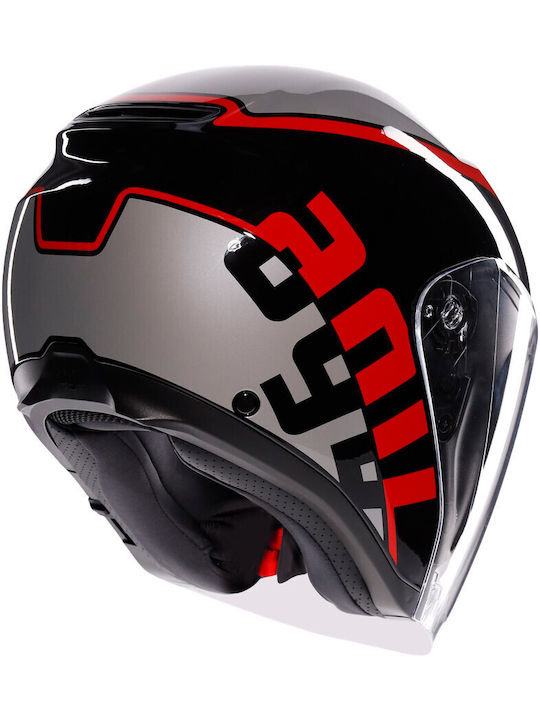 AGV Irides Matt Grey Red Black Motorcycle Helmet Jet ECE 22.06 Weight 1500g with Sun Visor