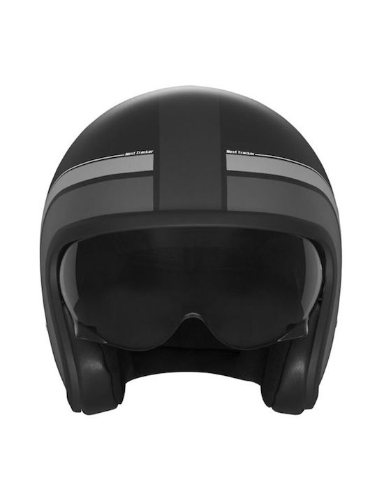 Nox Black / Titanium Matt Motorcycle Helmet Jet ECE 22.06 1150gr with Sunvisor