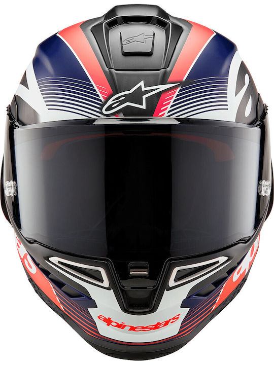 Alpinestars Supertech R10 Black/Carbon Red/Blue Matte Motorcycle Helmet Full Face ECE 22.06 with Pinlock